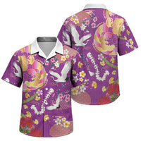 Hawaiian and Japanese Culture Together Family Matching Long Sleeve Bodycon Dress and Hawaiian Shirt Kakau Tribal Pattern and Irezumi Art Purple Color LT03 Son's Shirt Purple - Polynesian Pride