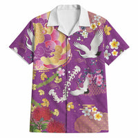 Hawaiian and Japanese Culture Together Hawaiian Shirt Kakau Tribal Pattern and Irezumi Art Purple Color LT03 Purple - Polynesian Pride