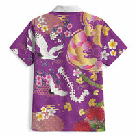 Hawaiian and Japanese Culture Together Hawaiian Shirt Kakau Tribal Pattern and Irezumi Art Purple Color LT03 - Polynesian Pride