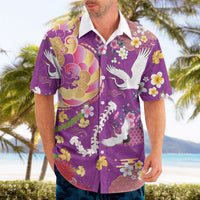Hawaiian and Japanese Culture Together Hawaiian Shirt Kakau Tribal Pattern and Irezumi Art Purple Color LT03 - Polynesian Pride