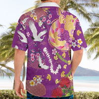 Hawaiian and Japanese Culture Together Hawaiian Shirt Kakau Tribal Pattern and Irezumi Art Purple Color LT03 - Polynesian Pride