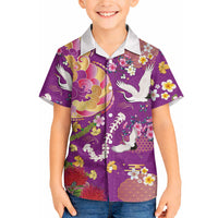 Hawaiian and Japanese Culture Together Hawaiian Shirt Kakau Tribal Pattern and Irezumi Art Purple Color LT03 - Polynesian Pride