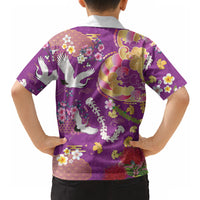 Hawaiian and Japanese Culture Together Hawaiian Shirt Kakau Tribal Pattern and Irezumi Art Purple Color LT03 - Polynesian Pride