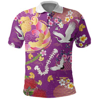 Hawaiian and Japanese Culture Together Polo Shirt Kakau Tribal Pattern and Irezumi Art Purple Color LT03 Purple - Polynesian Pride