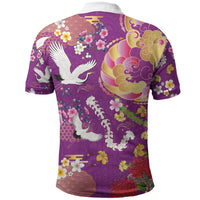 Hawaiian and Japanese Culture Together Polo Shirt Kakau Tribal Pattern and Irezumi Art Purple Color LT03 - Polynesian Pride