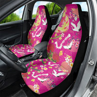 Hawaiian and Japanese Culture Together Car Seat Cover Kakau Tribal Pattern and Irezumi Art Pink Color