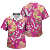 Hawaiian and Japanese Culture Together Family Matching Mermaid Dress and Hawaiian Shirt Kakau Tribal Pattern and Irezumi Art Pink Color LT03 Son's Shirt Pink - Polynesian Pride