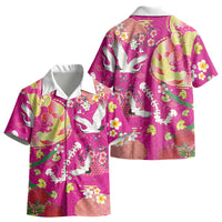 Hawaiian and Japanese Culture Together Kid Hawaiian Shirt Kakau Tribal Pattern and Irezumi Art Pink Color LT03 - Polynesian Pride