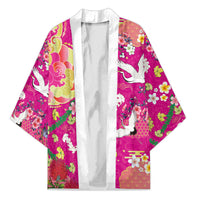 Hawaiian and Japanese Culture Together Kimono Kakau Tribal Pattern and Irezumi Art Pink Color