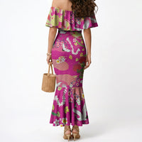 Hawaiian and Japanese Culture Together Mermaid Dress Kakau Tribal Pattern and Irezumi Art Pink Color LT03 - Polynesian Pride