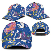 Hawaiian and Japanese Culture Together Classic Cap Kakau Tribal Pattern and Irezumi Art Blue Color