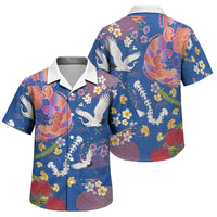 Hawaiian and Japanese Culture Together Family Matching Short Sleeve Bodycon Dress and Hawaiian Shirt Kakau Tribal Pattern and Irezumi Art Blue Color LT03 Son's Shirt Blue - Polynesian Pride