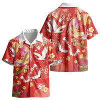 Hawaiian and Japanese Culture Together Kid Hawaiian Shirt Kakau Tribal Pattern and Irezumi Art Red Color LT03 - Polynesian Pride