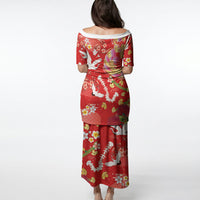 Hawaiian and Japanese Culture Together Puletasi Kakau Tribal Pattern and Irezumi Art Red Color LT03 - Polynesian Pride