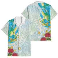 Japanese and Hawaiian Culture Fusion Family Matching Short Sleeve Bodycon Dress and Hawaiian Shirt Irezumi with Turtles and Lei Kakau Pattern Fresh Vibe LT03 Dad's Shirt - Short Sleeve Multicolor - Polynesian Pride
