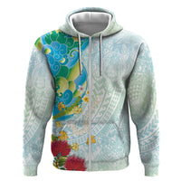 Japanese and Hawaiian Culture Fusion Hoodie Irezumi with Turtles and Lei Kakau Pattern Fresh Vibe LT03 Zip Hoodie Multicolor - Polynesian Pride