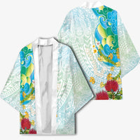 Japanese and Hawaiian Culture Fusion Kimono Irezumi with Turtles and Lei Kakau Pattern Fresh Vibe LT03 - Polynesian Pride