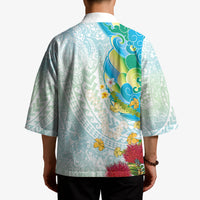 Japanese and Hawaiian Culture Fusion Kimono Irezumi with Turtles and Lei Kakau Pattern Fresh Vibe LT03 - Polynesian Pride