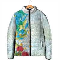Japanese and Hawaiian Culture Fusion Padded Jacket Irezumi with Turtles and Lei Kakau Pattern Fresh Vibe LT03 - Polynesian Pride