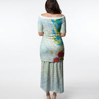 Japanese and Hawaiian Culture Fusion Puletasi Irezumi with Turtles and Lei Kakau Pattern Fresh Vibe LT03 - Polynesian Pride