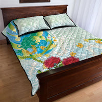 Japanese and Hawaiian Culture Fusion Quilt Bed Set Irezumi with Turtles and Lei Kakau Pattern Fresh Vibe LT03 - Polynesian Pride