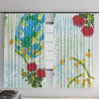 Japanese and Hawaiian Culture Fusion Window Curtain Irezumi with Turtles and Lei Kakau Pattern Fresh Vibe LT03 With Hooks Multicolor - Polynesian Pride