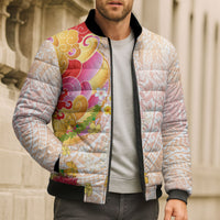Japanese and Hawaiian Culture Fusion Bomber Puffer Jacket Irezumi with Turtles and Lei Kakau Pattern Sunset Vibe LT03 - Polynesian Pride