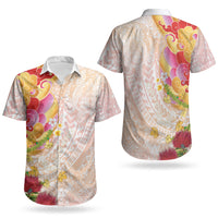 Japanese and Hawaiian Culture Fusion Couples Matching Puletasi and Hawaiian Shirt Irezumi with Turtles and Lei Kakau Pattern Sunset Vibe LT03 - Polynesian Pride