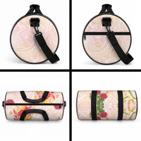 Japanese and Hawaiian Culture Fusion Duffle Bag Irezumi with Turtles and Lei Kakau Pattern Sunset Vibe