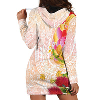 Japanese and Hawaiian Culture Fusion Hoodie Dress Irezumi with Turtles and Lei Kakau Pattern Sunset Vibe LT03 - Polynesian Pride