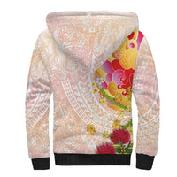 Japanese and Hawaiian Culture Fusion Sherpa Hoodie Irezumi with Turtles and Lei Kakau Pattern Sunset Vibe LT03 - Polynesian Pride