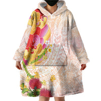 Japanese and Hawaiian Culture Fusion Wearable Blanket Hoodie Irezumi with Turtles and Lei Kakau Pattern Sunset Vibe LT03 - Polynesian Pride