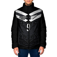 Aotearoa Rugby Custom Padded Jacket Maori Tribal Motifs Stripes-Sporty Style LT03 Men Black - Polynesian Pride