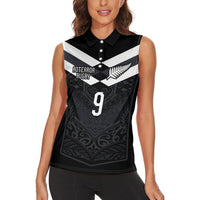 Aotearoa Rugby Custom Women Sleeveless Polo Shirt Maori Tribal Motifs Stripes-Sporty Style LT03 - Polynesian Pride