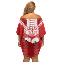 Custom Tahiti Football Polynesian Pattern Off Shoulder Short Dress