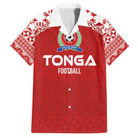 Custom Tonga Football Ngatu Tribal Tattoo Family Matching Puletasi and Hawaiian Shirt LT03 Dad's Shirt - Short Sleeve Red - Polynesian Pride