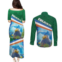 Marshall Islands Kwajalein Atoll Couples Matching Puletasi and Long Sleeve Button Shirt Polynesian Pattern and Undersea Animals