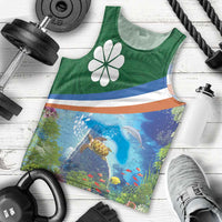 Marshall Islands Kwajalein Atoll Men Tank Top Polynesian Pattern and Undersea Animals