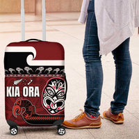 New Zealand Culture Luggage Cover Kia Ora Aotearoa Moko Tattoo Mask with Waka and Maori Art Pattern LT03 Red - Polynesian Pride