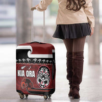 New Zealand Culture Luggage Cover Kia Ora Aotearoa Moko Tattoo Mask with Waka and Maori Art Pattern LT03 - Polynesian Pride