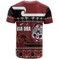 New Zealand Culture T Shirt Kia Ora Aotearoa Moko Tattoo Mask with Waka and Maori Art Pattern