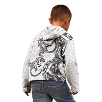 New Zealand Gecko Maori Art Tattoo Kid Hoodie White Color