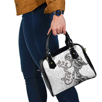 New Zealand Gecko Maori Art Tattoo Shoulder Handbag White Color