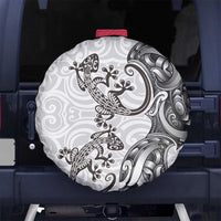 New Zealand Gecko Maori Art Tattoo Spare Tire Cover White Color