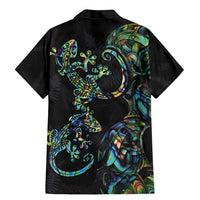 New Zealand Gecko Maori Art Tattoo Family Matching Mermaid Dress and Hawaiian Shirt Silver Fern and Paua Shell Mode LT03 - Polynesian Pride