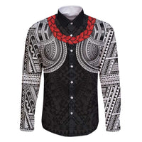 Samoan Traditional Art Tattoos Family Matching Long Sleeve Bodycon Dress and Hawaiian Shirt Tatau Tribal Motifs with Ula Fala Black - Polynesian Pride