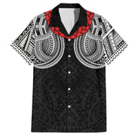 Samoan Traditional Art Tattoos Family Matching Off The Shoulder Long Sleeve Dress and Hawaiian Shirt Tatau Tribal Motifs with Ula Fala Black LT03 Dad's Shirt - Short Sleeve Black - Polynesian Pride