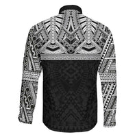 Samoan Traditional Art Tattoos Family Matching Off The Shoulder Long Sleeve Dress and Hawaiian Shirt Tatau Tribal Motifs with Ula Fala Black LT03 - Polynesian Pride
