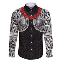 Samoan Traditional Art Tattoos Family Matching Short Sleeve Bodycon Dress and Hawaiian Shirt Tatau Tribal Motifs with Ula Fala Black - Polynesian Pride