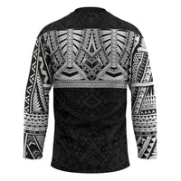 Samoan Traditional Art Tattoos Hockey Jersey Tatau Tribal Motifs with Ula Fala Black LT03 - Polynesian Pride